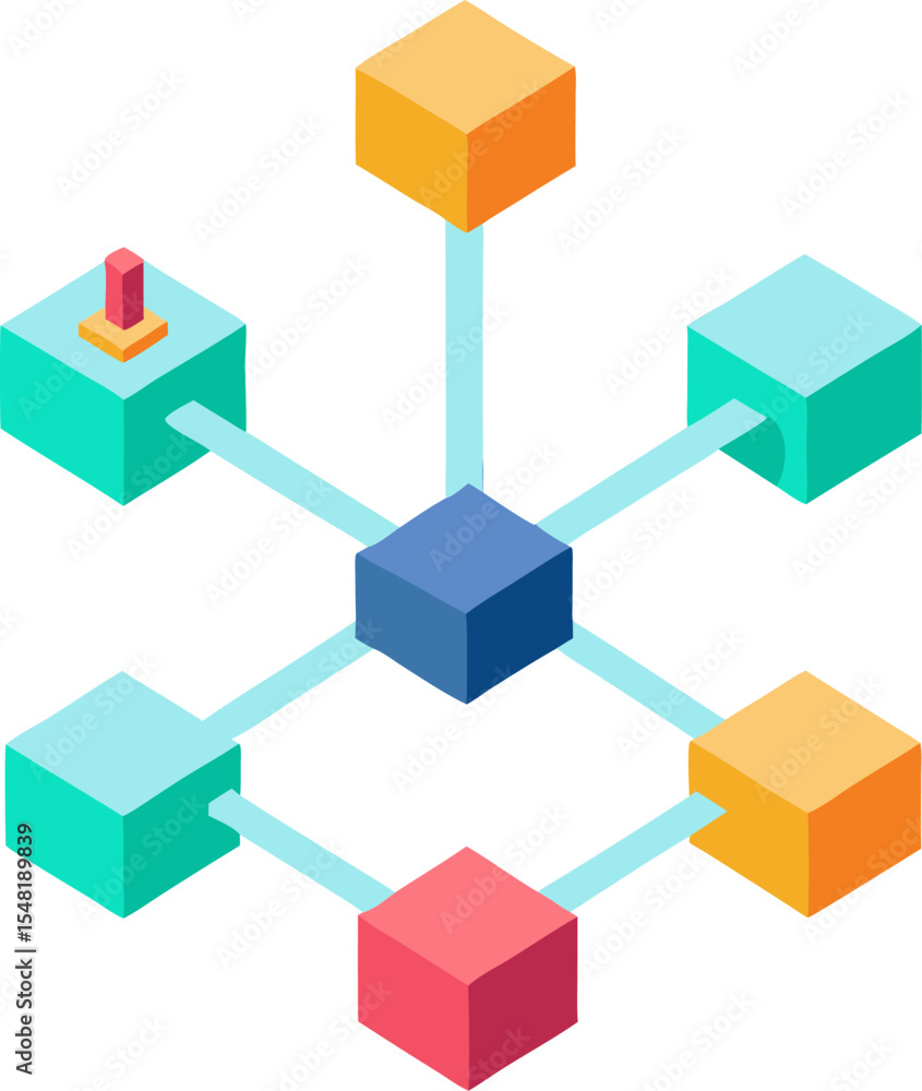 Poster abstract colorful 3d cubes pattern with geometric block illustrations