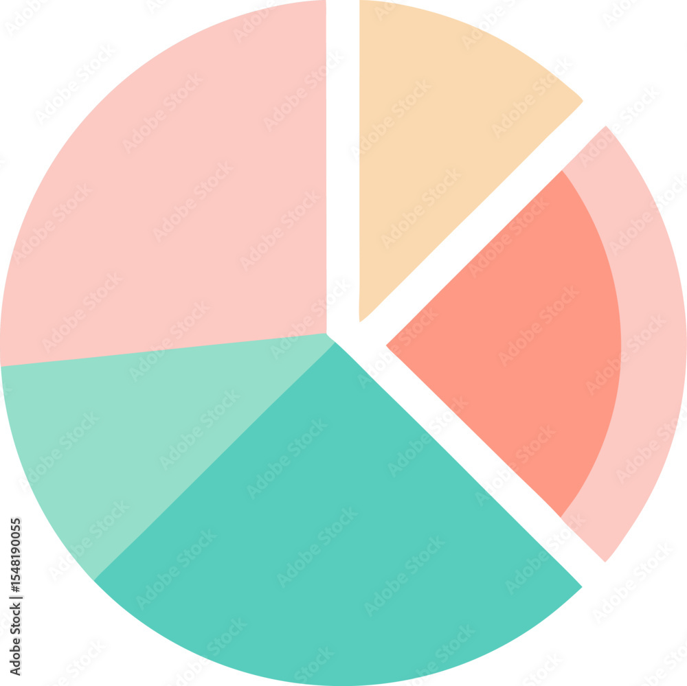 Poster vector illustration of a colorful 3d pie chart icon representing business finance data and growth co