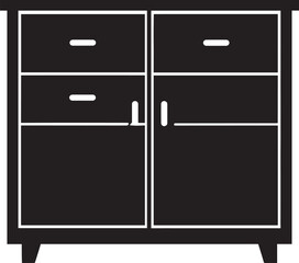 Cupboard Silhouette Vector Illustration – Minimal Black Home Storage Icon