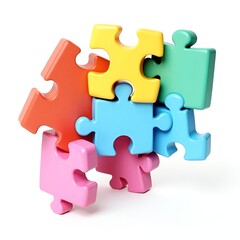 Fototapeta premium 3D Realistic Puzzle Pieces Isolated on Transparent Background – Colorful and Modern Design