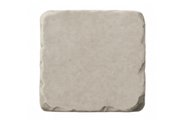Square stone slab isolated on transparent background with irregular edges