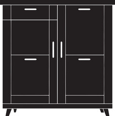 Cupboard Silhouette Vector Illustration – Minimal Black Home Storage Icon
