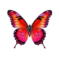 Vibrant Red and Orange Butterfly with Detailed Wing Patterns on White Background for Nature Photography