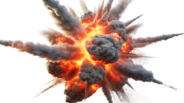Explosion fire bomb red danger explode isolated