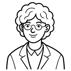 Fototapeta premium Teacher icon in outline style with glasses and suit