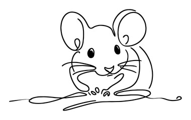 mouse close-up face continuous line art