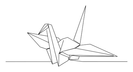 origami paper crane line drawing