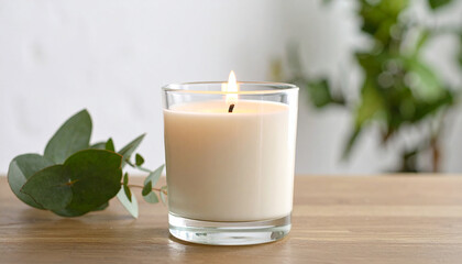 Scented Candle with Warm Ambient Light on Cozy Background