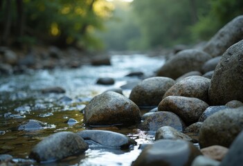 Close up of natural rocks in streams