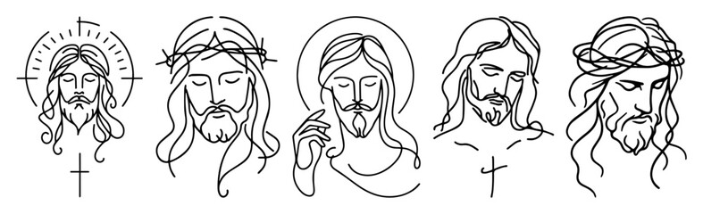 jesus christ portrait variations line drawing