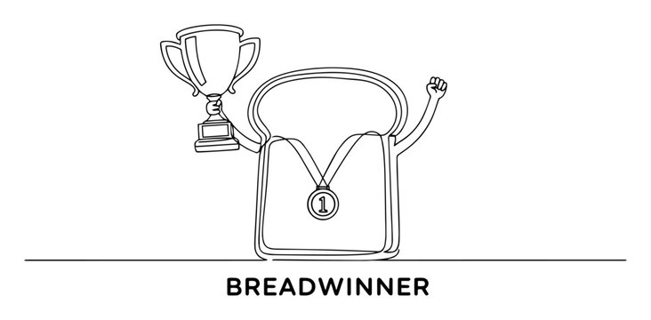 breadwinner pun trophy illustration line art