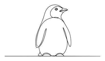penguin front view minimalist line drawing © Wieslaw