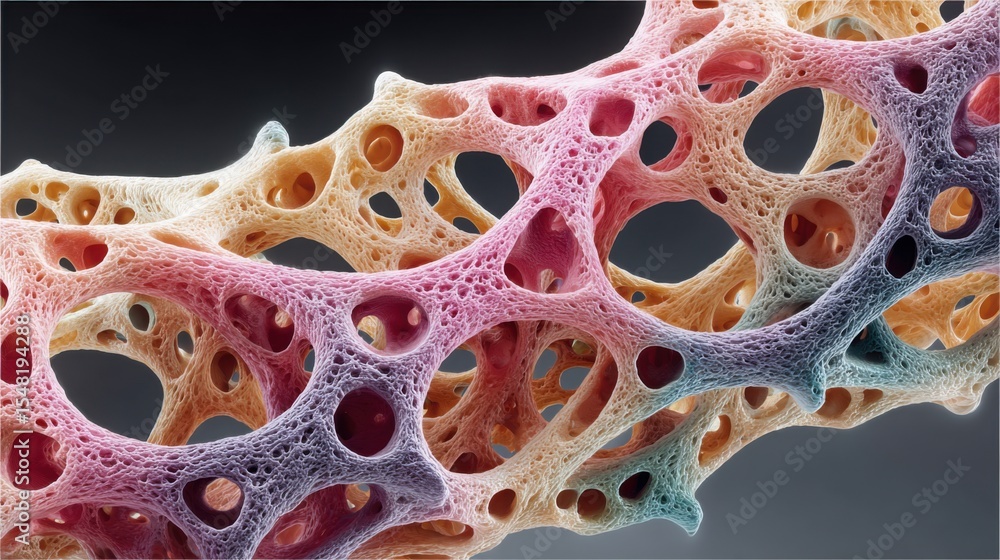 Poster this artwork highlights a detailed view of cellular structures exhibiting a mesmerizing network of c