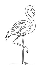 flamingo standing on one leg line art