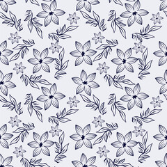 Artistic simple branches flowers peonies, dahlia and buds with leaves seamless pattern. Vector hand drawn. Retro, vintage, pastel print. Template for design, fabric, fashion, wallpaper, textile
