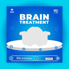 Brain with Head symbol vector icon or Social Media Post template