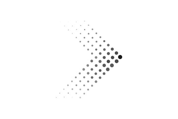 Abstract dotted arrow symbol with halftone effect, retro style. Vector illustration available in three sizes, for web design, digital art, branding, posters, and creative projects. PNG