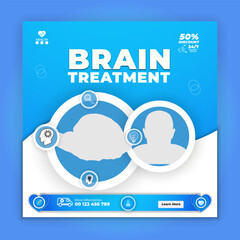 Brain with Head symbol vector icon or Social Media Post template