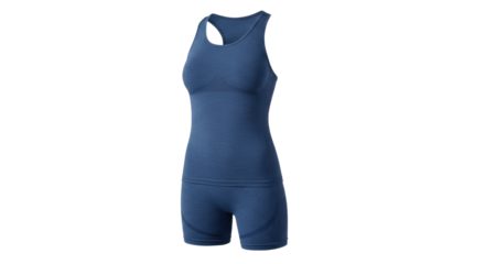 Womens Seamless Blue Sports Bra and Shorts Set.