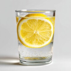 Refreshing glass of water with a vibrant lemon slice perfect for hydration on a warm day