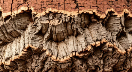 Natural Texture of Cork Oak Bark Creates a Striking Abstract Pattern