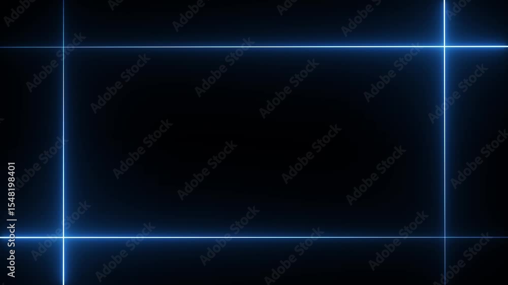 Poster neon line glowing rectangle frame on black screen. glowing neon frame background animation rectangle