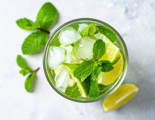 mojito cocktail with mint and ice