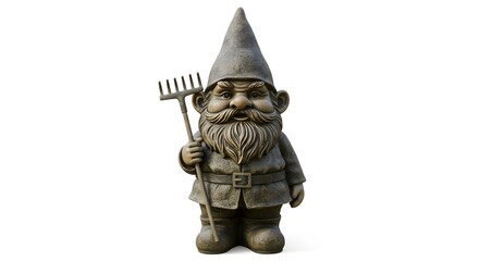 Obraz premium Bronze Garden Gnome Statue with Rake - Charming Yard Decor