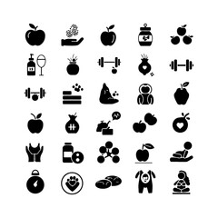 Fototapeta premium Wellness flat icons set silhouette icon vector flat design on white background