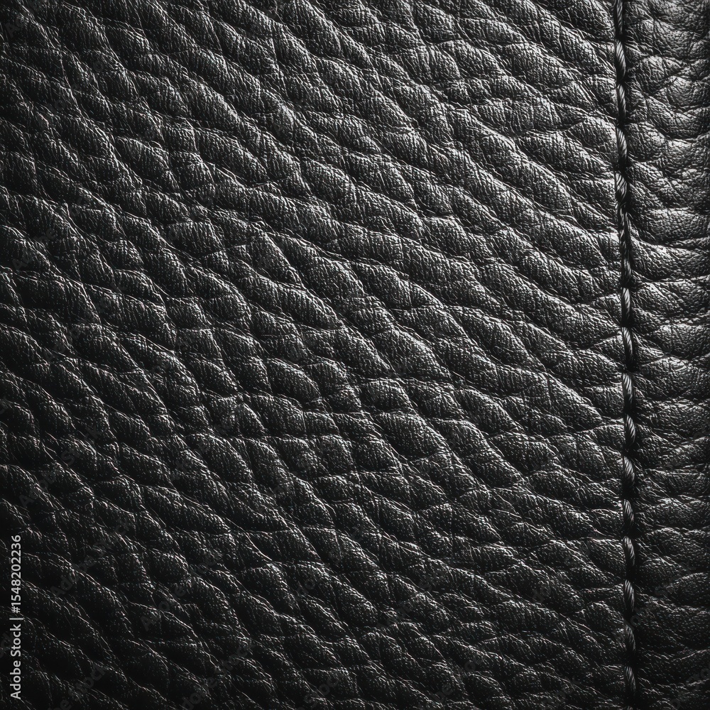 Poster exploring the intricate textures and patterns of black leather illuminated by soft studio light show