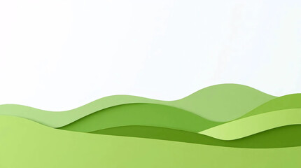simple abstract hills illustration with light green tones and empty white space ideal for background design use