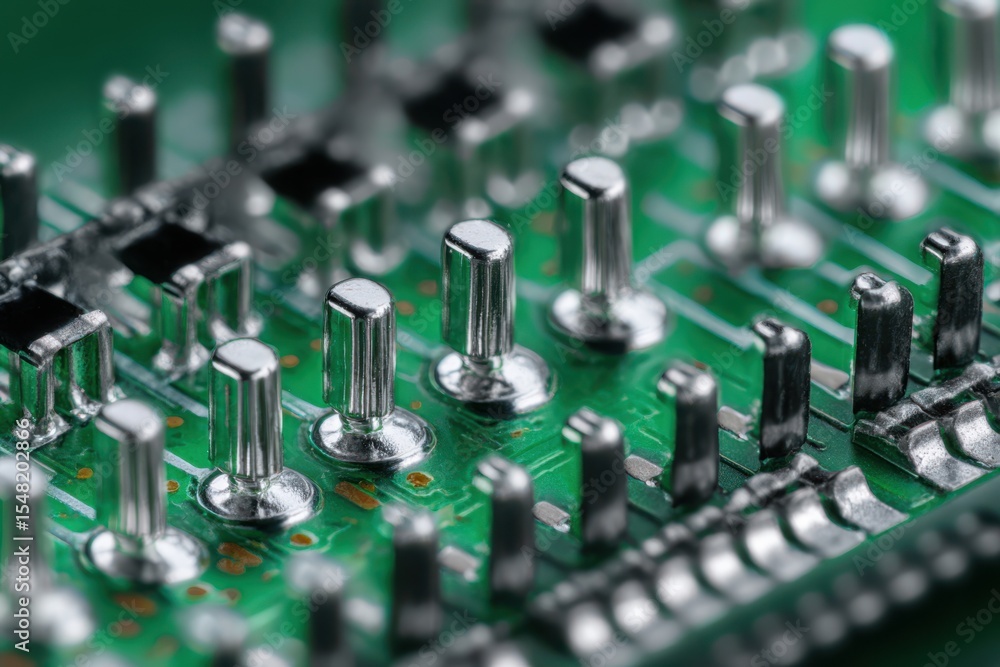 Poster detailed macro view of board-level ic pinout rows showcasing intricate components and connections
