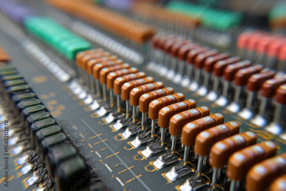 Poster intricate details of board-level integrated circuit pinouts showcasing complex engineering in a macr