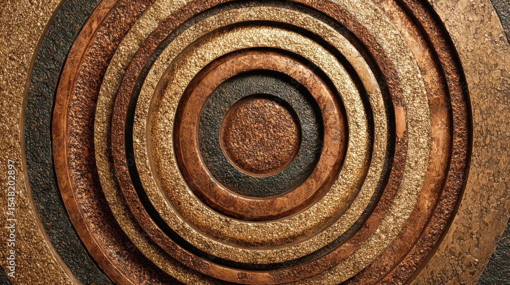 Poster this artwork showcases a series of concentric circles made from materials with different textures an