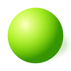 Smooth, glossy green sphere with a soft shadow, set against a white background.