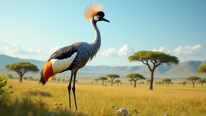 african crowned crane in the wild 
