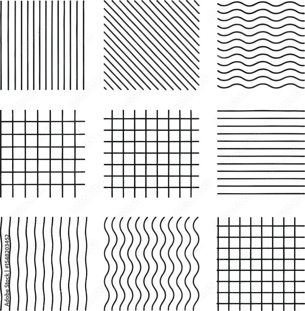 Poster abstract seamless geometric pattern set with pixel and qr code inspired designs
