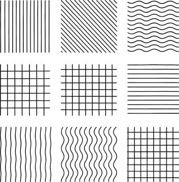 Abstract seamless geometric pattern set with pixel and QR code inspired designs