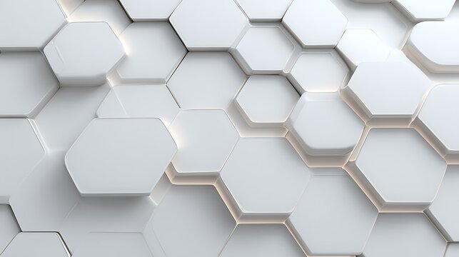 White hexagons abstract background texture pattern design geometric wallpaper seamless modern surface concept render