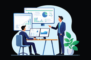 Data Analysis Business Professionals Reviewing Key Performance Indicators