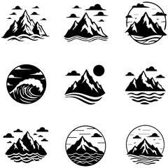 A powerful set of mountain logos symbolizing the challenge and triumph of reaching with style