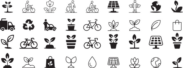 Eco friendly icons set sustainability symbols. eps-10
