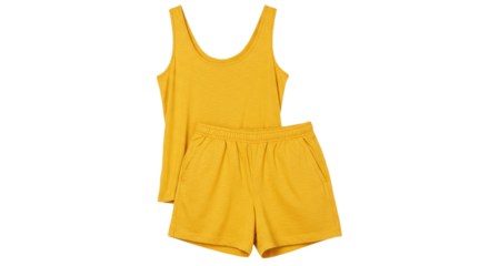 Mustard Yellow Tank Top and Shorts Set 1.