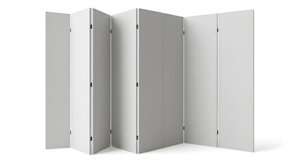 Modern White Room Divider - Six Panel Folding Screen