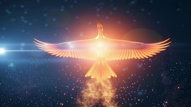 A phoenix emerging from abstract lines