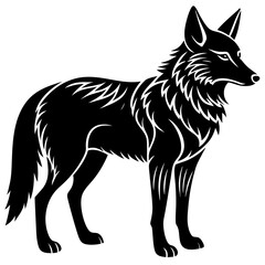 Fototapeta premium Stylized black coyote silhouette isolated on white background