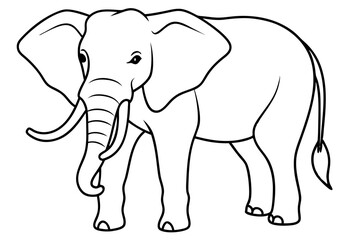 Fototapeta premium Line art drawing of an elephant isolated on white background