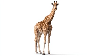Fototapeta premium Full shot of a giraffe against a white background