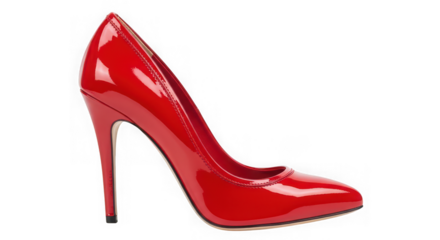 Red high heel shoe isolated on transparent background
