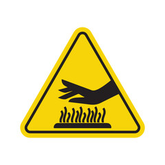 warning sign symbol hand hazard heat surface caution safety danger hot temperature triangle icon